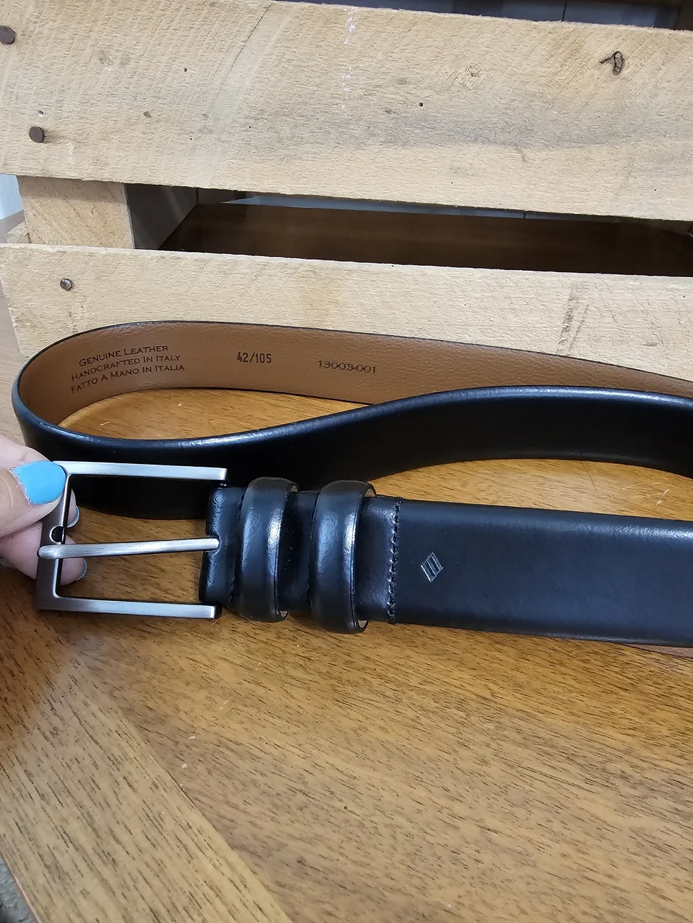​Joseph Abboud Black Leather Dress Belt Made in Italy Size 42